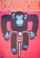 Zirkus Affe auf dem Fahrrad 